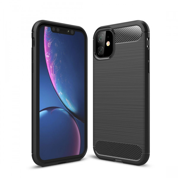 Skal iPhone 11 - Kolfiber Borstad Svart 102080