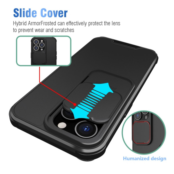Skal iPhone 13 PRO - Skjutbar Kameraskydd Svart