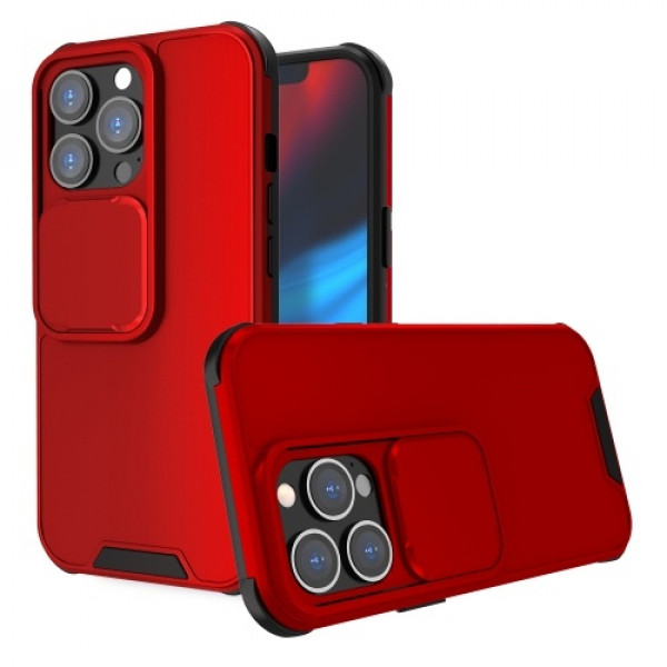 Skal iPhone 13 PRO - Skjutbar Kameraskydd Röd 102270