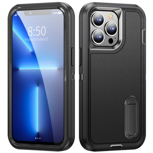 Skal iPhone 13 PRO- Ruggat 3i1 Hållare Svart 101817