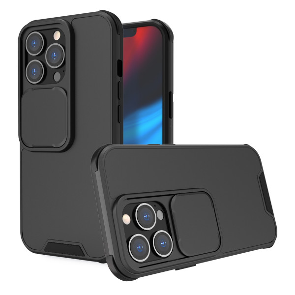 Skal iPhone 13 PRO - Skjutbar Kameraskydd Svart