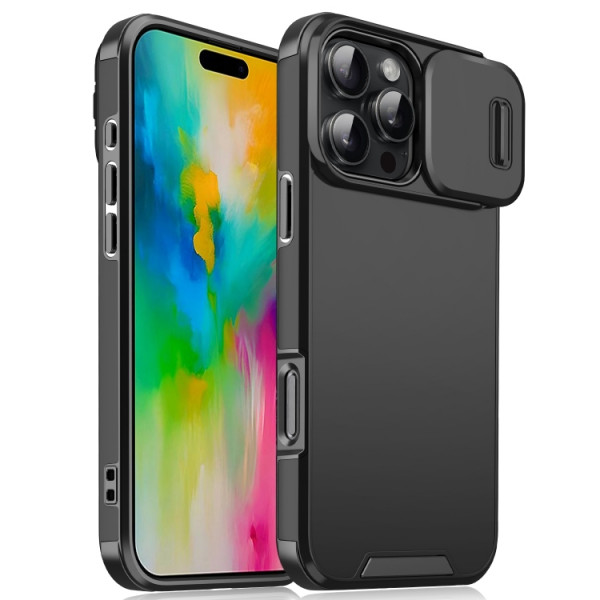 Skal iPhone 16 Pro Max - Skjutbart kameraskydd svart