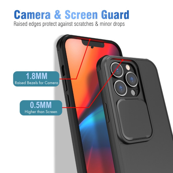Skal iPhone 13 PRO - Skjutbar Kameraskydd Svart