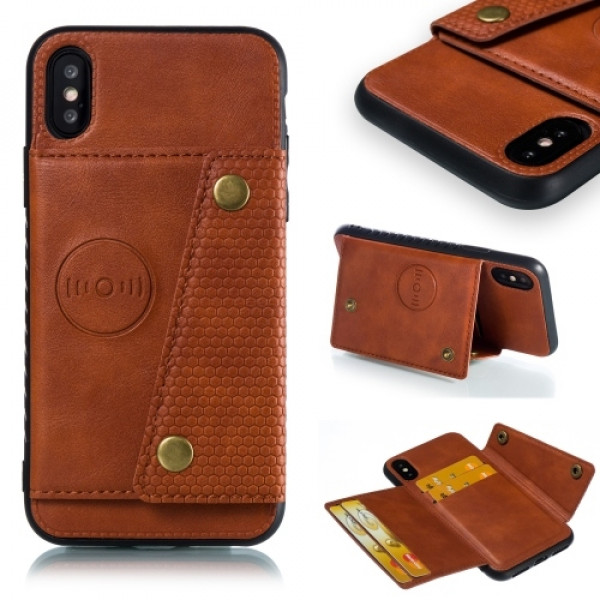 Skal iPhone X/XS - Kortplats Magnetisk Brun SK-i060