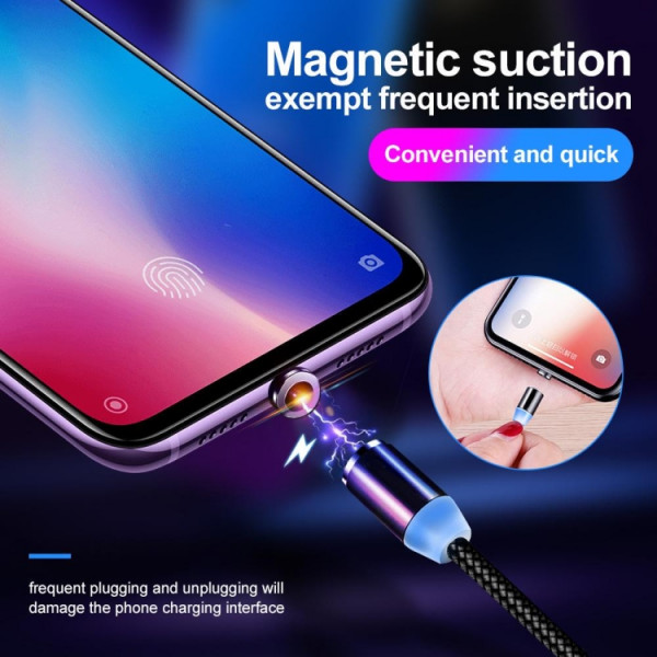 Magnetisk laddkabel 3-i-1 1m Svart