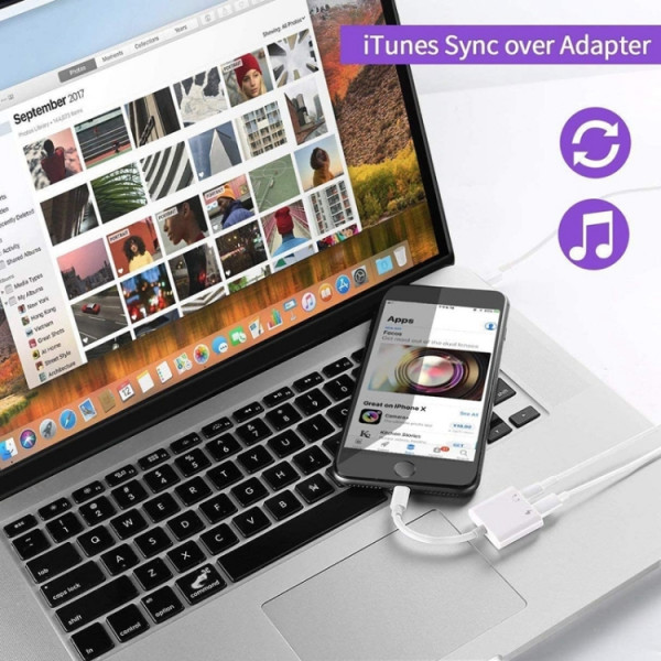 Lightning adapter laddare och headset
