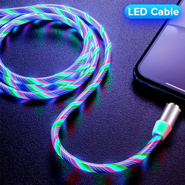 Magnetisk laddkabel 3-i-1 2m Färg LED