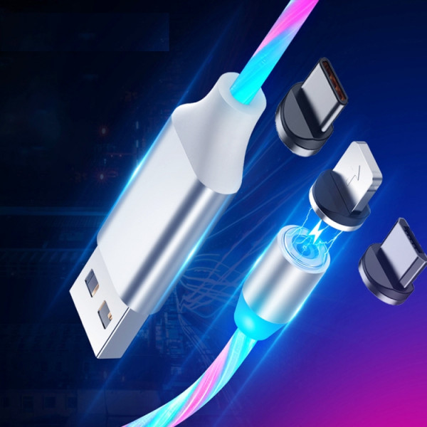 Magnetisk laddkabel 3-i-1 2m Färg LED