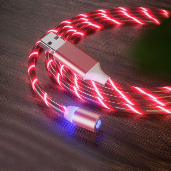 Magnetisk laddkabel 3-i-1 2m Röd LED 2m