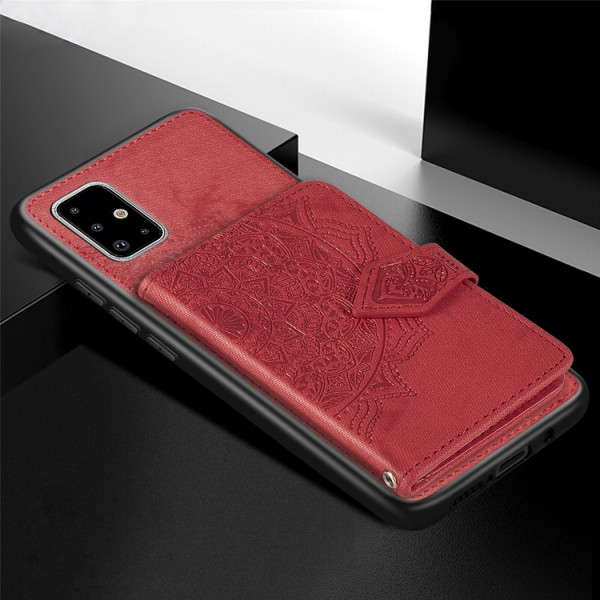 Skal - Samsung Galaxy A51 Kortplats Mandala Röd Skal-A51-30