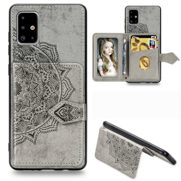 Skal - Samsung Galaxy A51 Kortplats Mandala Grå Skal-A51-29