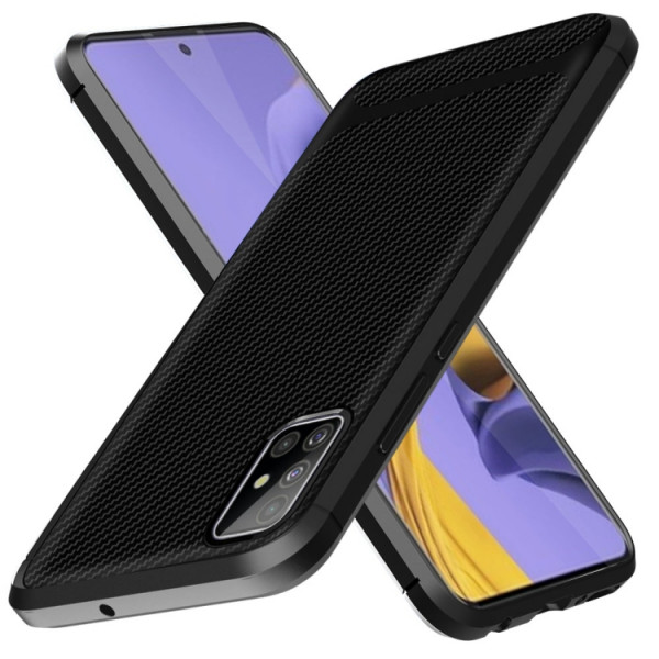 Skal - Samsung Galaxy A51 Svart Enkay Kolfiberstru Skal-A51-12
