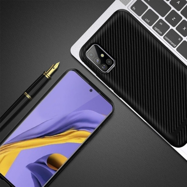 Skal - Samsung Galaxy A51 Svart Enkay Kolfiberstru Skal-A51-12