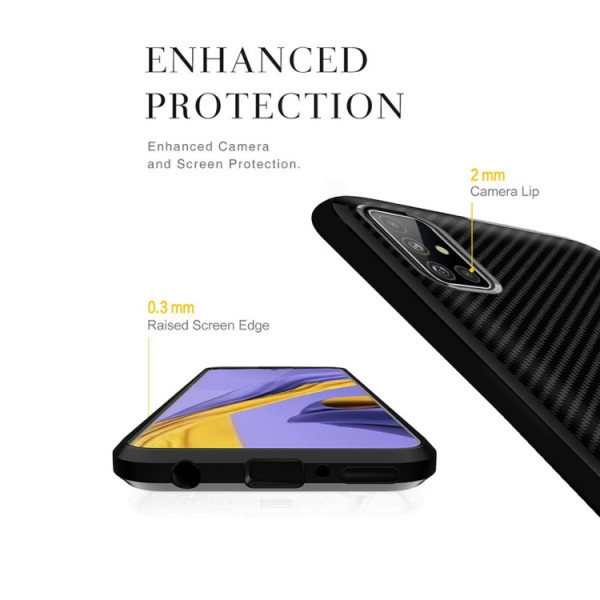 Skal - Samsung Galaxy A51 Svart Enkay Kolfiberstru Skal-A51-12