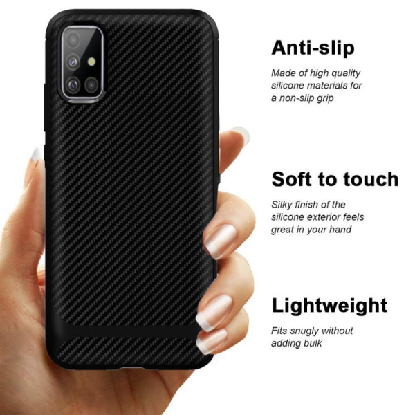 Skal - Samsung Galaxy A51 Svart Enkay Kolfiberstru Skal-A51-12