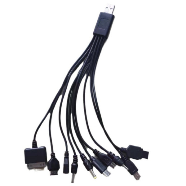 USB-A - Laddkabel Multi med 10 olika kontakter