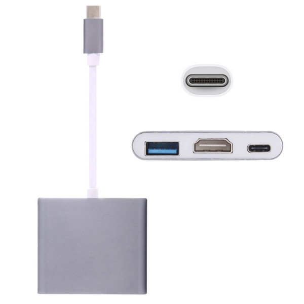USB-C - HDMI + USB-C + USB-A 3.0 adapter dockningsstation
