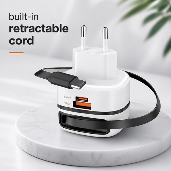 USB-C Laddare med utdragbar kabel