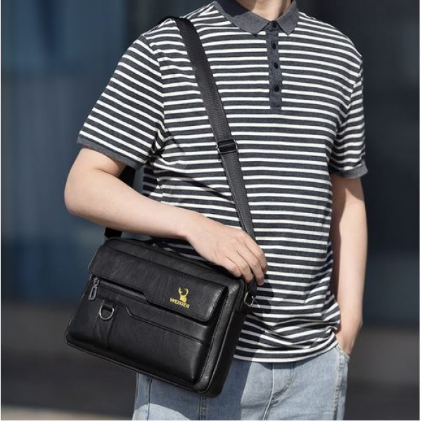 Väska Weixier Laptopväska Läder svart BAG-018