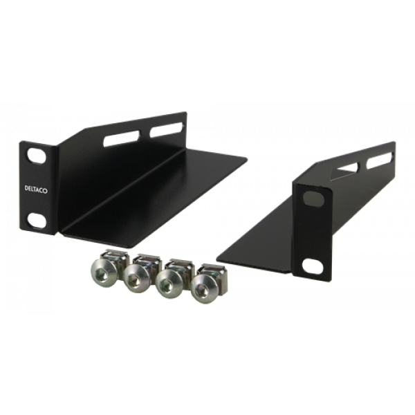 DELTACO L-stödskenor för 10"-skåp, 136mm, 2-pack, svart 10-33L