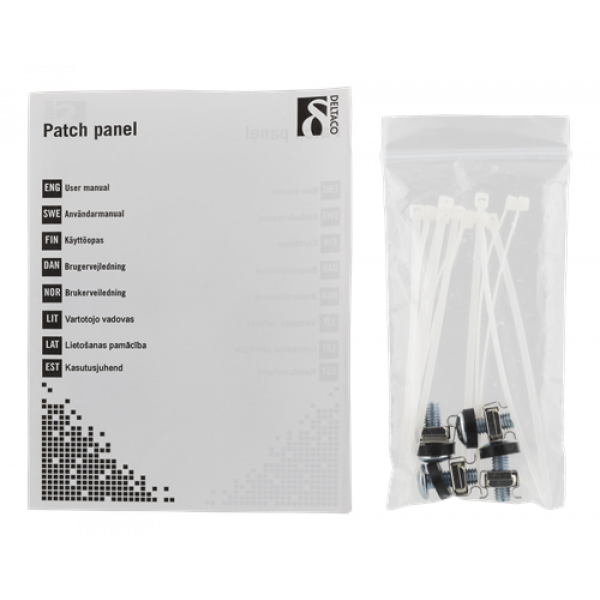 DELTACO 10” patchpanel, 12xRJ45, Cat6, 1U, Krone LSA, oskärmad, metall 10-PATCH16