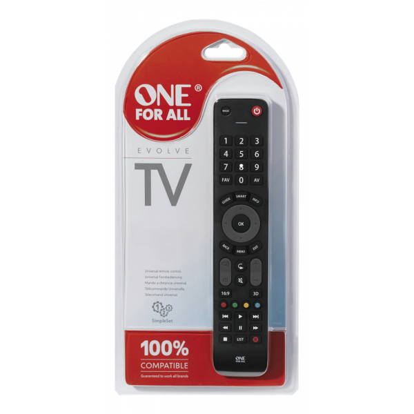 One For All URC 7115 Universal Remote Control, Evolve TV 11-7115-000-0001