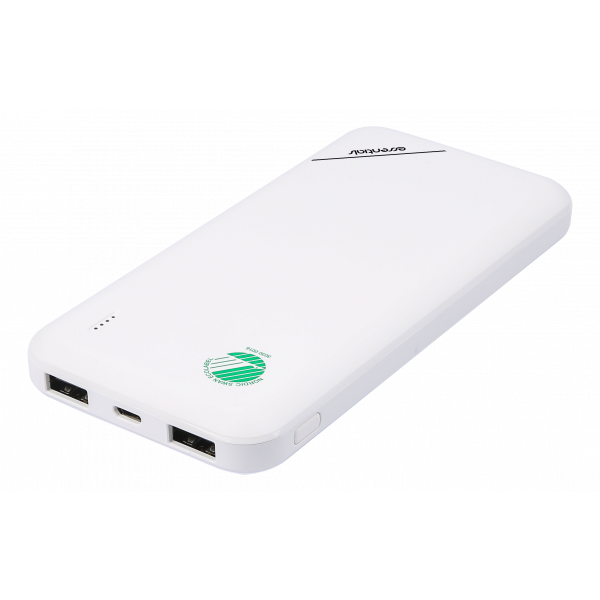 Powerbank 10000mAh med 2 USB-A Essentials vit