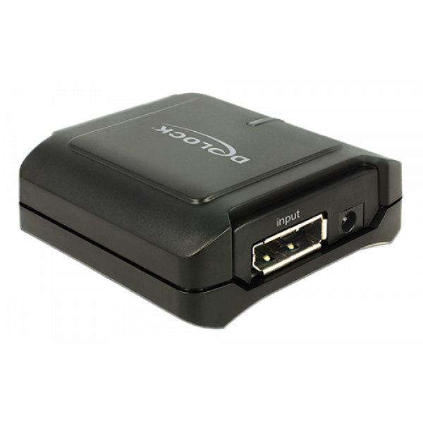 Delock Displayport 1.2 Repeater, 4K vid 60 Hz, 7.1 ljud, svart 11464
