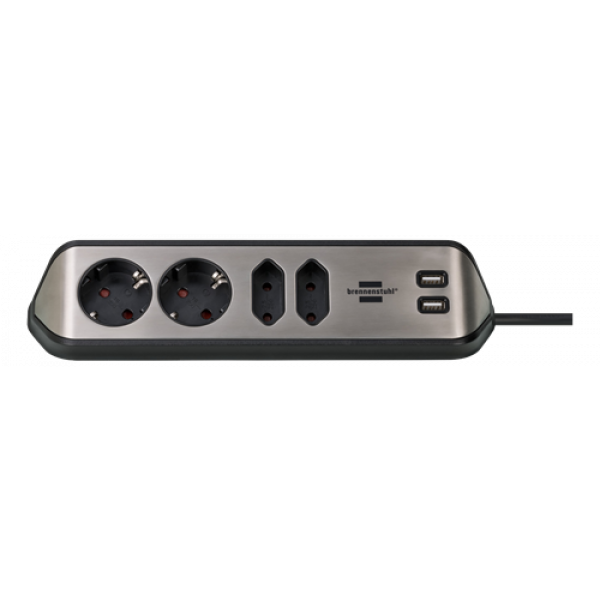 Brennenstuhl estilo corner extension lead with USB charging function B 1153590410