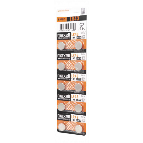 Maxell LR43 10PK MF(5X2)BLISTER 11716900