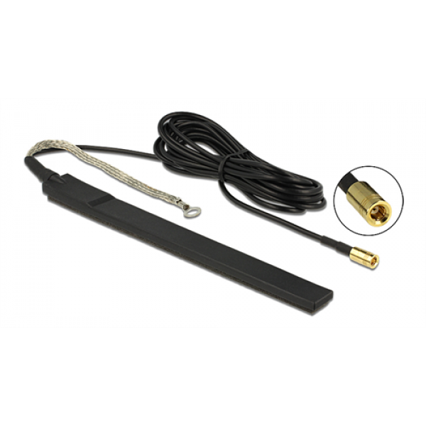 DeLOCK DAB+ antenn, aktiv, SMB ha, 23 dBi, 3m, klisteretikett, svart 12411