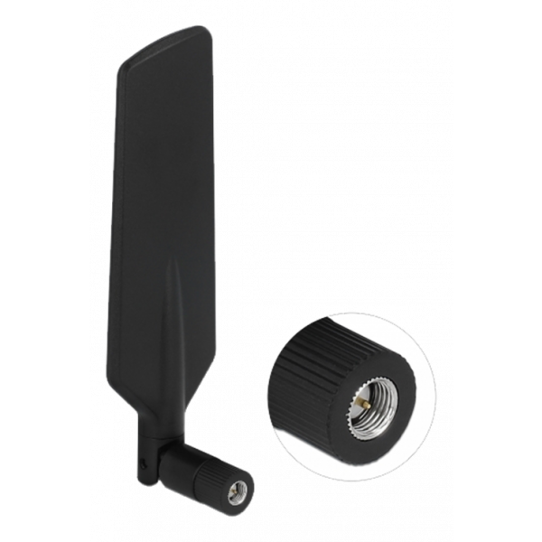 Delock 5G LTE Antenna SMA plug -1 - 3 dBi omnidir/tilt joint black 12606