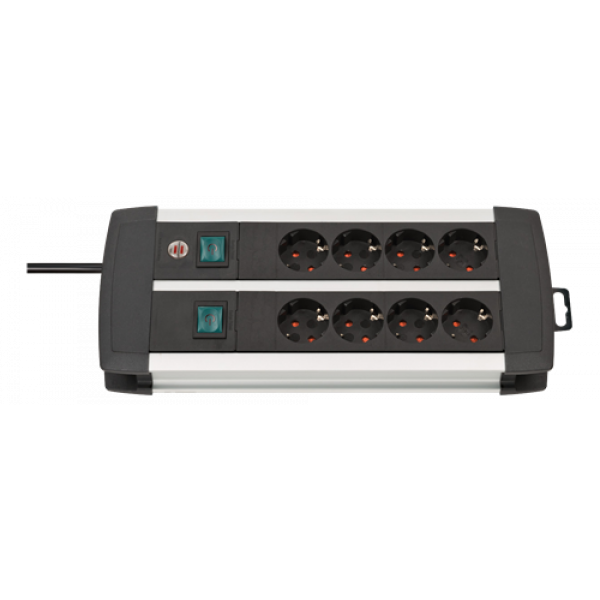 Brennenstuhl Premium-Alu-Line Technics extension lead 8-way Duo black 1391000908