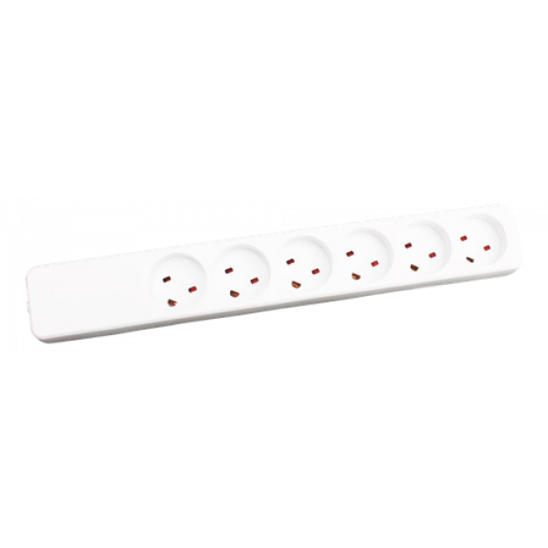 EDB stikdåse m. jord - 6 udtag - 1,5M - EDB Stikprop White 1600015-EDB