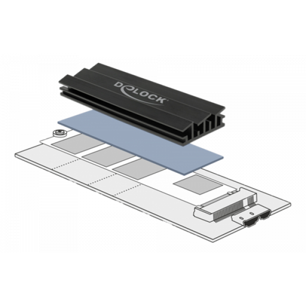 Delock Heat Sink 70 mm for M.2 module black 18283