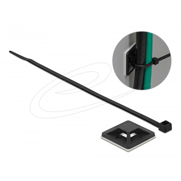 Cable Tie Mount 30 x 30mm with Cable Tie L 200 x W 4.8mm BLK 18674