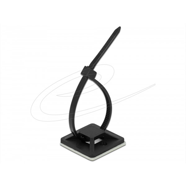 Cable Tie Mount 30 x 30mm with Cable Tie L 200 x W 4.8mm BLK 18674