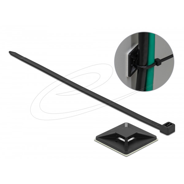 Cable Tie Mount 40 x 40mm with Cable Tie L 250 x W 7.2mm BLK 18675