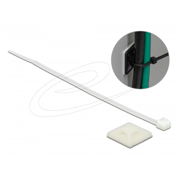 Cable Tie Mount 25 x 25mm with Cable Tie L 150 x W 3.6mm WHT 18677