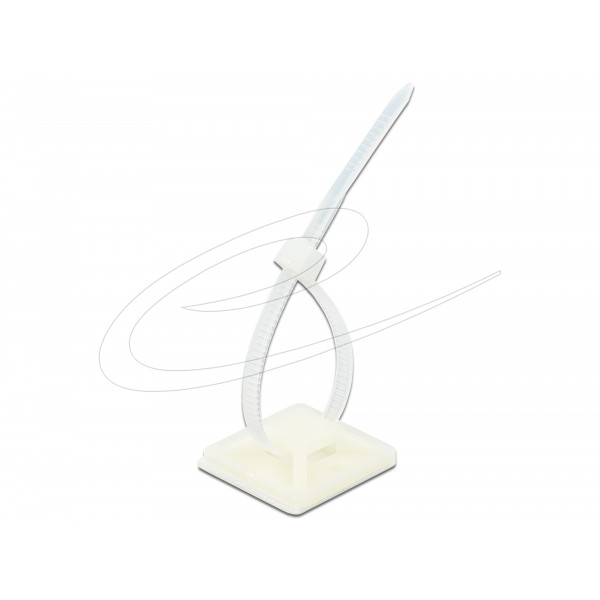 Cable Tie Mount 30 x 30mm with Cable Tie L 200 x W 4.8mm WHT 18678
