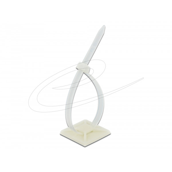 Cable Tie Mount 40 x 40mm with Cable Tie L 250 x W 7.2mm WHT 18679