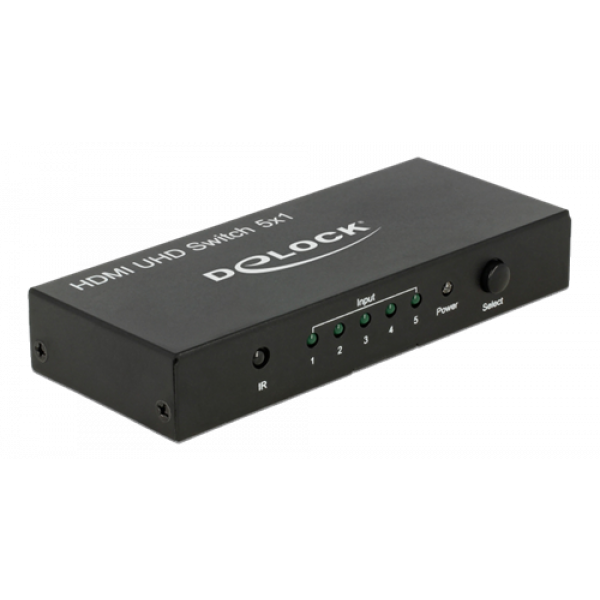 Delock HDMI UHD Switch 5 x HDMI in > 1 x HDMI out 4K 18685