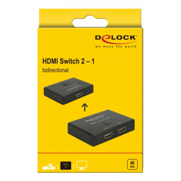 Delock HDMI 2 - 1 Switch bidirectional 4K 60 Hz 18749