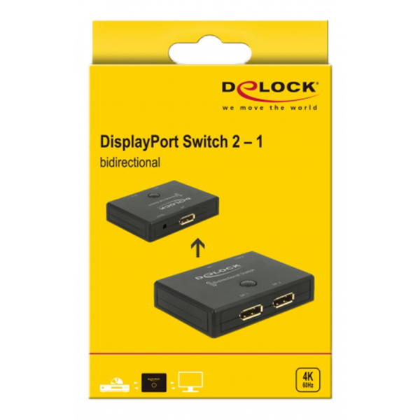 Delock DisplayPort 2 - 1 Switch bidirectional 4K 60 Hz 18750