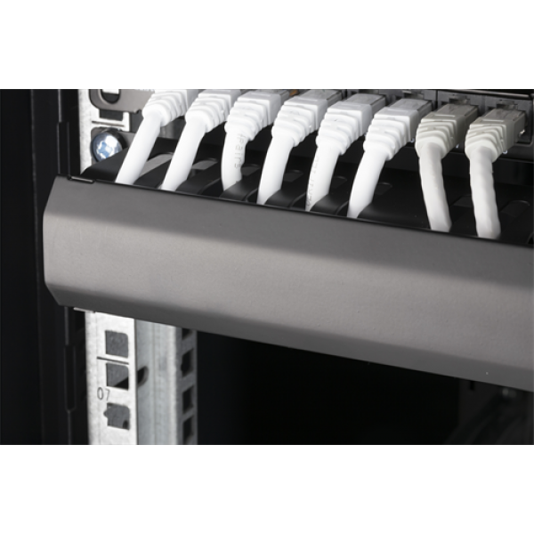TOTEN 19" Kabelpanel, 1U, fingerkanal, kabelhantering, svart 19-24