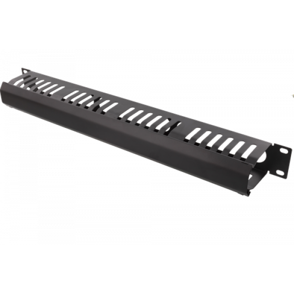 TOTEN 19" Kabelpanel, 1U, fingerkanal, kabelhantering, svart 19-24