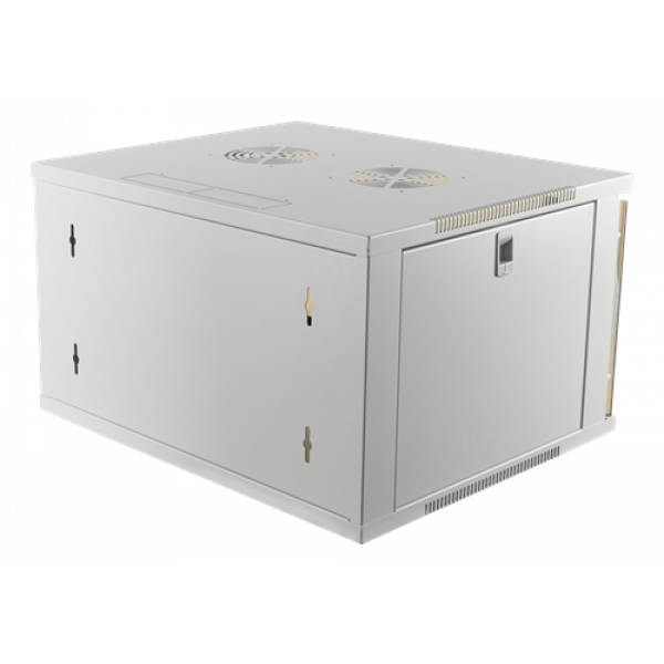 DELTACO 19"-skåp, 6U, 540x450mm, stående eller väggmonterat, glasdör 19-5406W