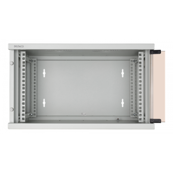 DELTACO 19"-skåp, 6U, 540x450mm, stående eller väggmonterat, glasdör 19-5406W