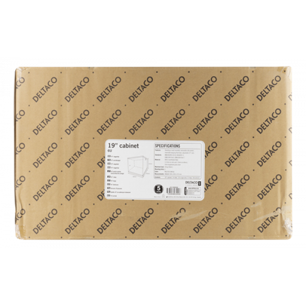 DELTACO 19"-skåp, 6U, 540x450mm, stående eller väggmonterat, glasdör 19-5406W
