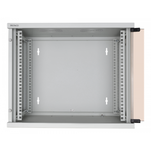 DELTACO 19"-skåp, 9U, 540x450mm, stående eller väggmonterat, glasdörr, 19-5409W